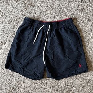 Polo Ralph Lauren Black 5” Swim Trunks with Red Pony Logo